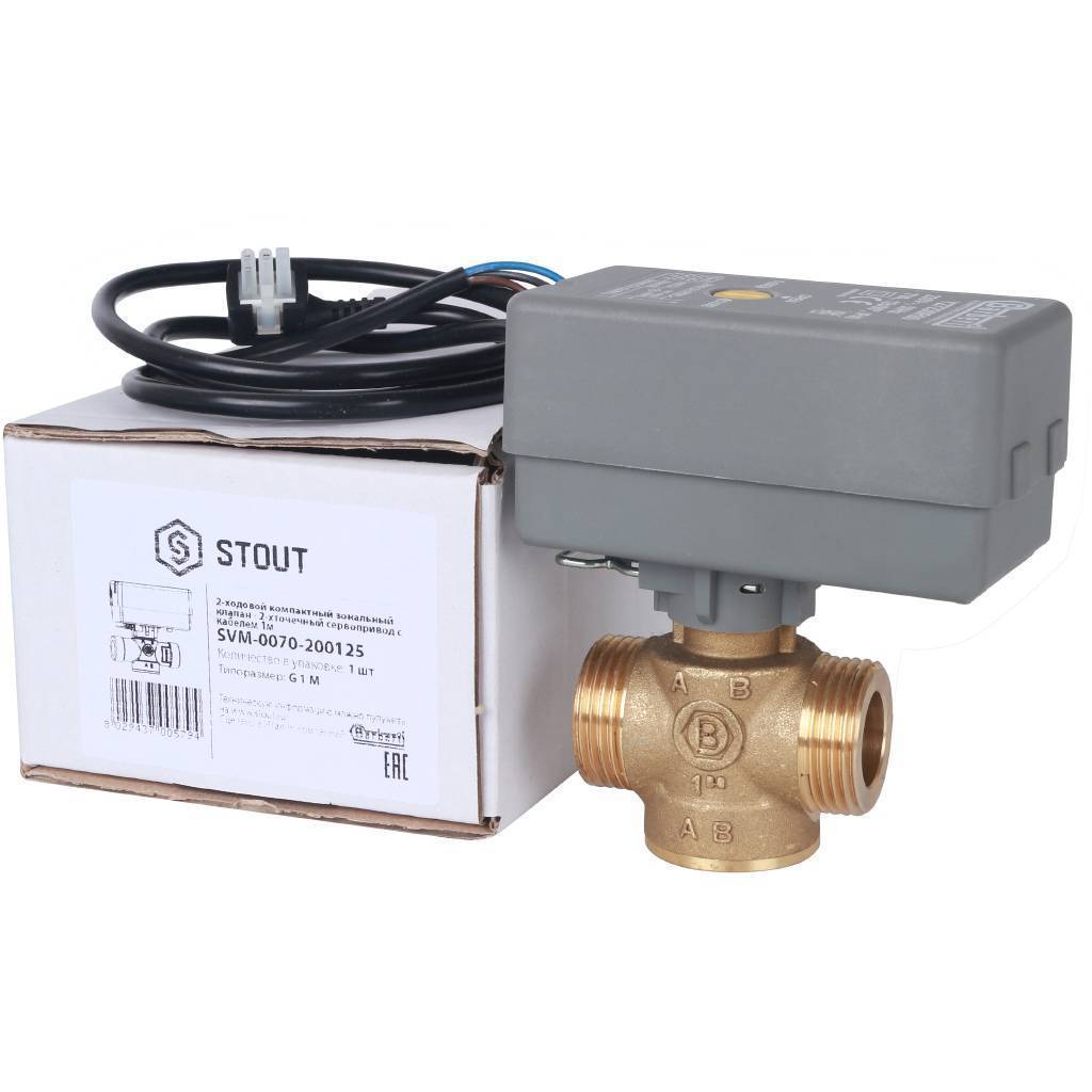 Купить SVM-0070-200125 STOUT  Компактный 2-Ходовой зональный клапан, сервопривод 230V, с кабелем 1м., НР 1" STOUT по лучшей цене с доставкой - интернет-магазин Прогрессивные решения