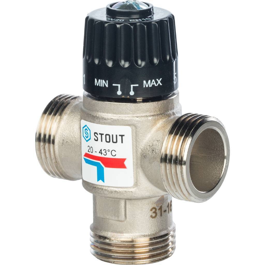 Купить SVM-0020-164325 STOUT  Термостатический смесительный клапан для систем отопления и ГВС. G1 НР    20-43°С KV 1,6 STOUT по лучшей цене с доставкой - интернет-магазин Прогрессивные решения