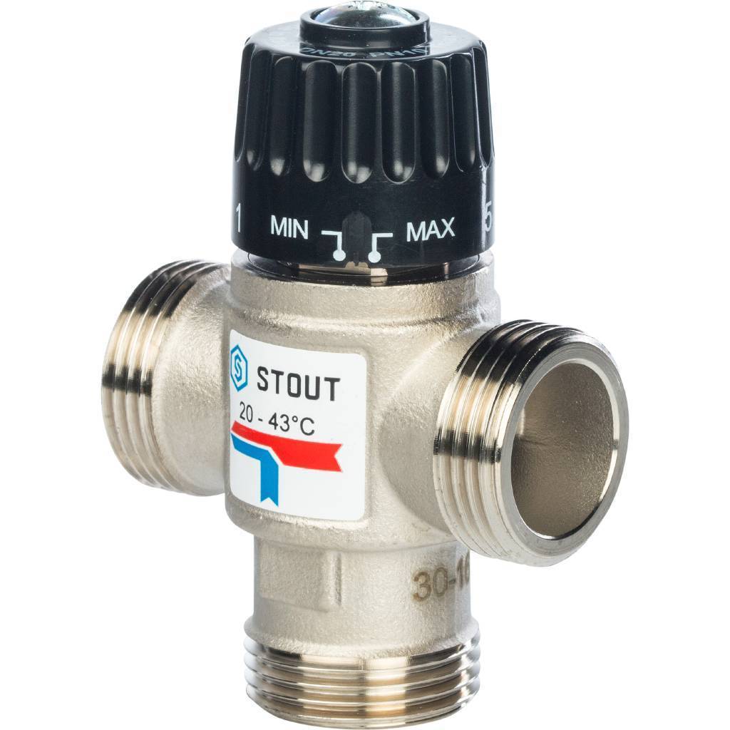 Купить SVM-0020-254325 STOUT  Термостатический смесительный клапан для систем отопления и ГВС. G 1/4 НР    20-43°С KV 2,5 STOUT по лучшей цене с доставкой - интернет-магазин Прогрессивные решения
