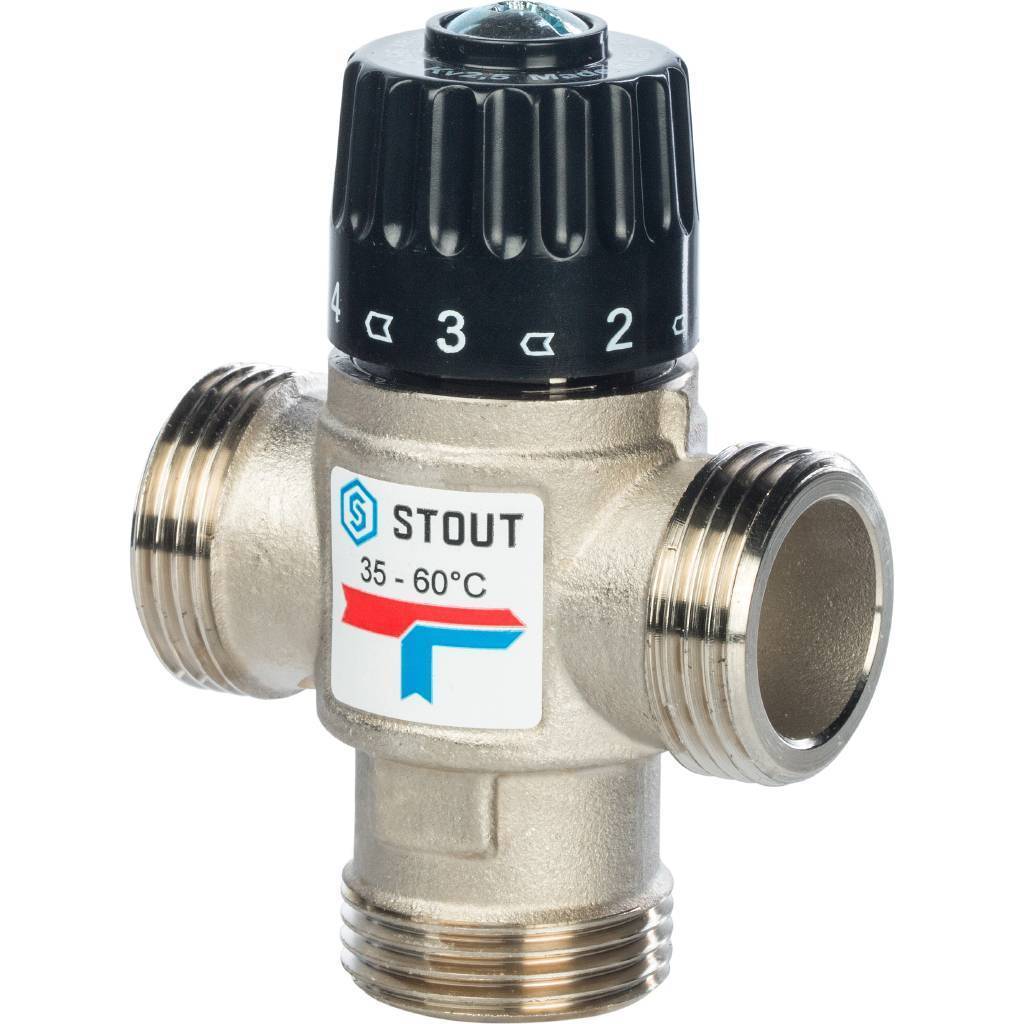 Купить SVM-0020-256025 STOUT Термостатический смесительный клапан для систем отопления и ГВС 1" НР 35-60°С KV 2,5 STOUT по лучшей цене с доставкой - интернет-магазин Прогрессивные решения