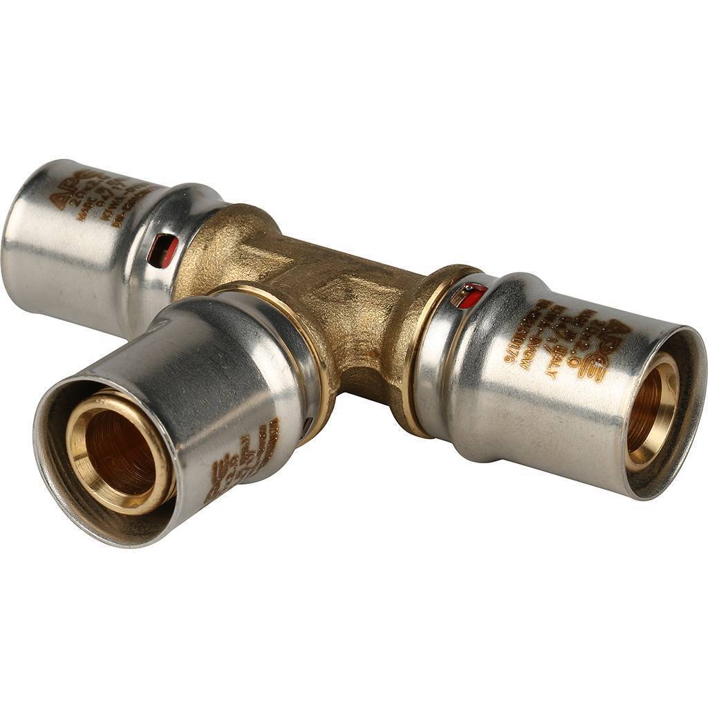Купить SFP-0006-202020 STOUT   Тройник равнопроходный 20х20х20 для металлопластиковых труб прессовой STOUT по лучшей цене с доставкой - интернет-магазин Прогрессивные решения