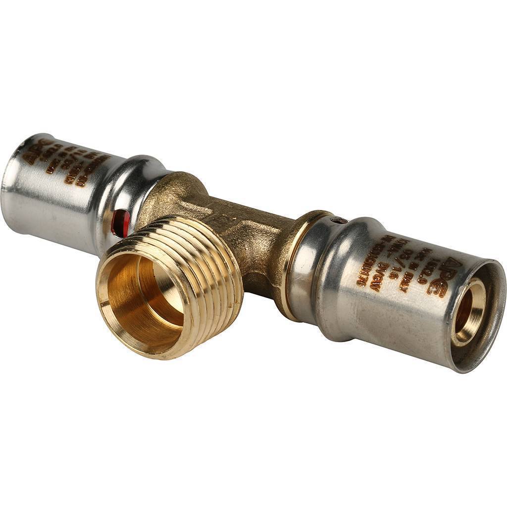 Купить SFP-0008-161216 STOUT   Тройник-переходник с наружной резьбой 16х1/2"х16 для металлопластиковых труб прессовой STOUT по лучшей цене с доставкой - интернет-магазин Прогрессивные решения